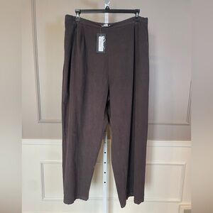 Bryn Walker NWT 2X XXL Wide Leg Pleated Pant Terrapin Brown Corduroy  $158